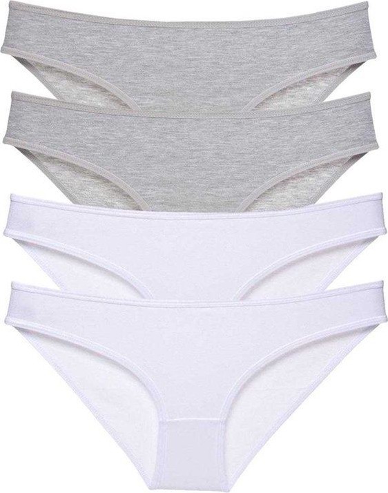 Kuzgun Ticaret 4 Adet Süper Eko Set Likralı Kadın Slip Külot Gri Beyaz