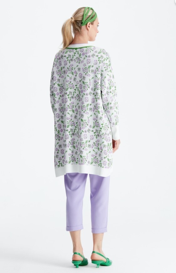 Belirtilmemiş 21161 Çiçek Desenli Rayon Hırka görsel 4