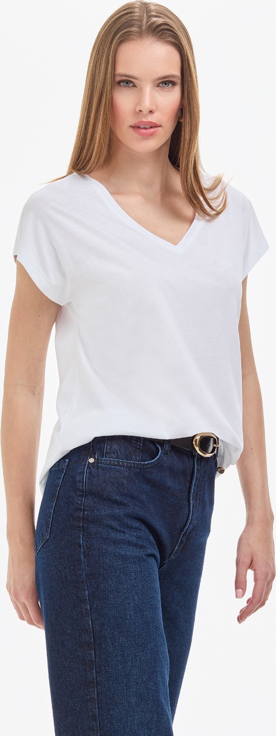 Pierre Cardin Kadın Beyaz Regular Fit Basic Tişört 50325454-VR013 görsel 3