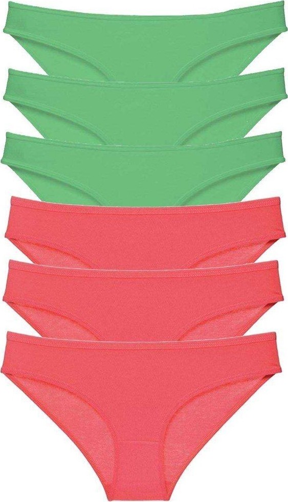 Kuzgun Ticaret 6 Adet Eko Set Likralı Kadın Slip Külot Yeşil Fuşya