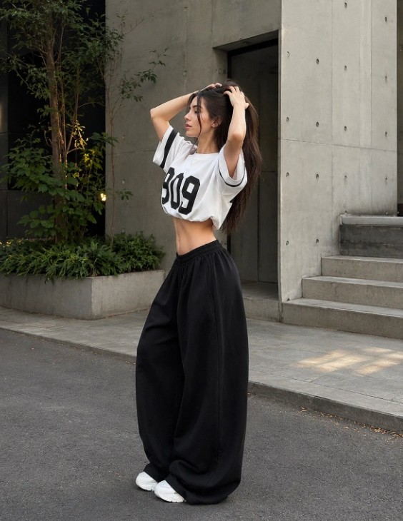 BSBSPOR Baggy Bol Lastikli Paça Eşofman Altı Yüksel Bel Oversize Günlük Model