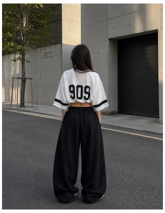 BSBSPOR Baggy Bol Lastikli Paça Eşofman Altı Yüksel Bel Oversize Günlük Model görsel 5