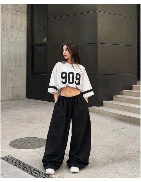 BSBSPOR Baggy Bol Lastikli Paça Eşofman Altı Yüksel Bel Oversize Günlük Model görsel 6