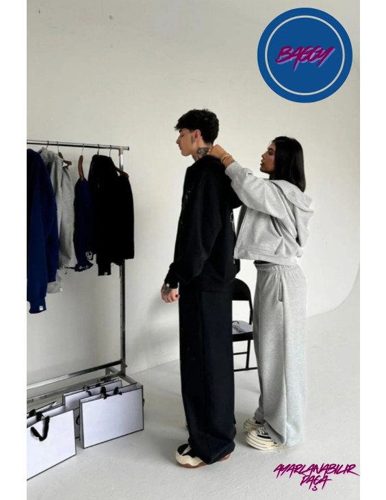 BSBSPOR Baggy Bol Lastikli Paça Eşofman Altı Yüksel Bel Oversize Günlük Model görsel 8