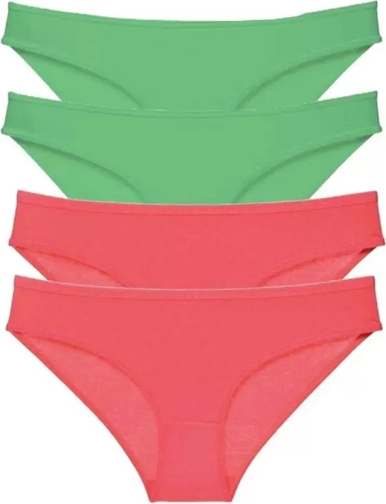 Royaleks 4 Adet Eko Set Likralı Kadın Slip Külot Yeşil Fuşya