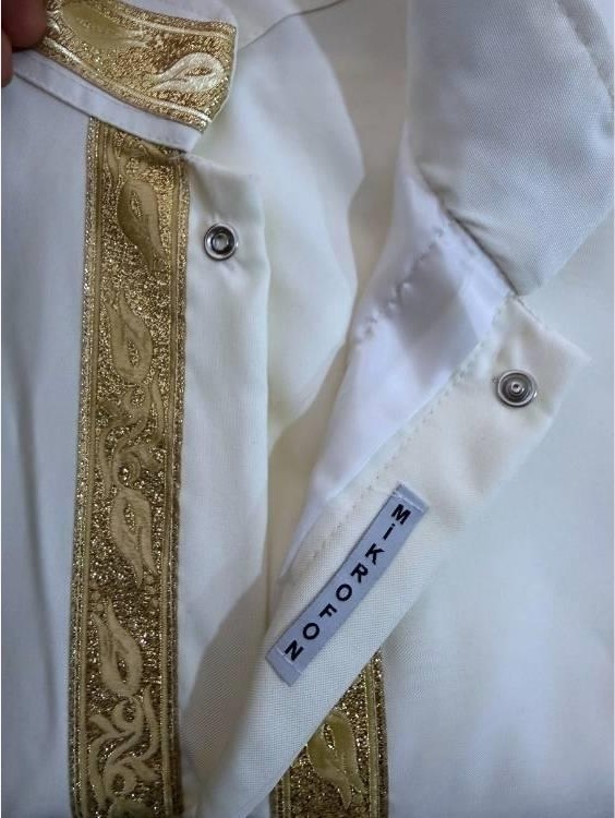 Camimarket Imam Cübbesi Sarı Sırmalı Beyaz Renk görsel 2
