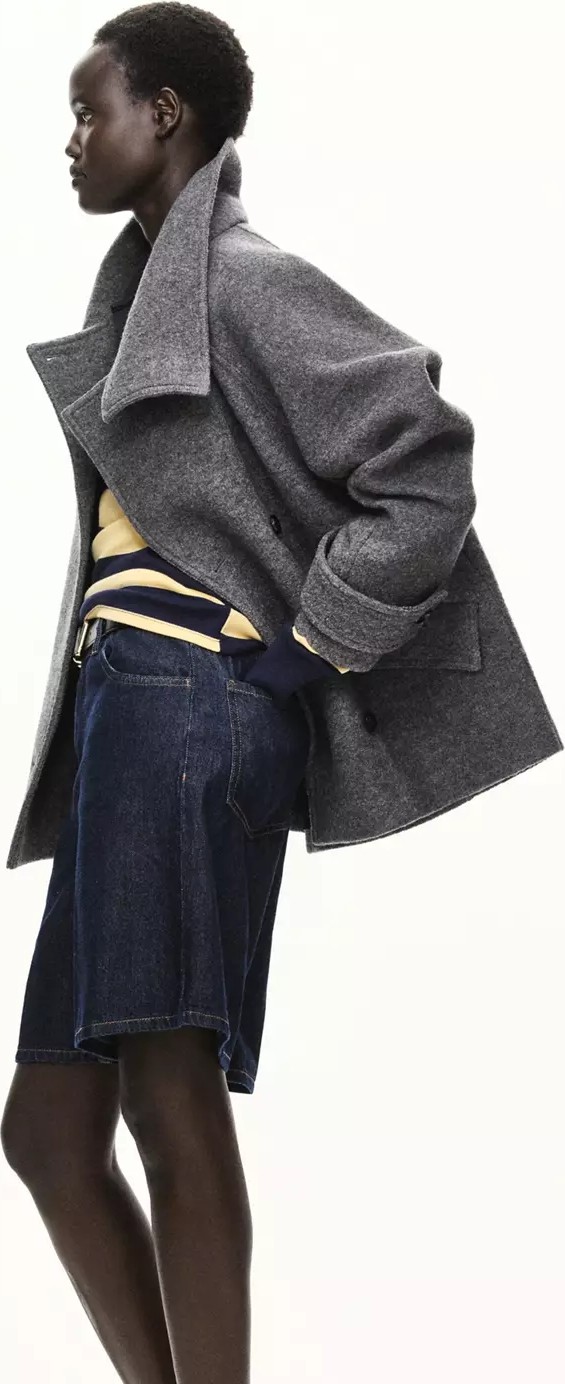 Mango 100% Wool High-Neck Coat görsel 7
