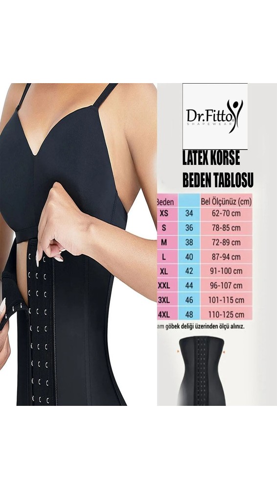 Dr. Fitto Dr.Fitto Göğüs Altı Çelik Balenli Latex Göbek Toparlayıcı , Bel Inceltici, Sıkılaştırıcı Kopçalı Korse DR01 görsel 3