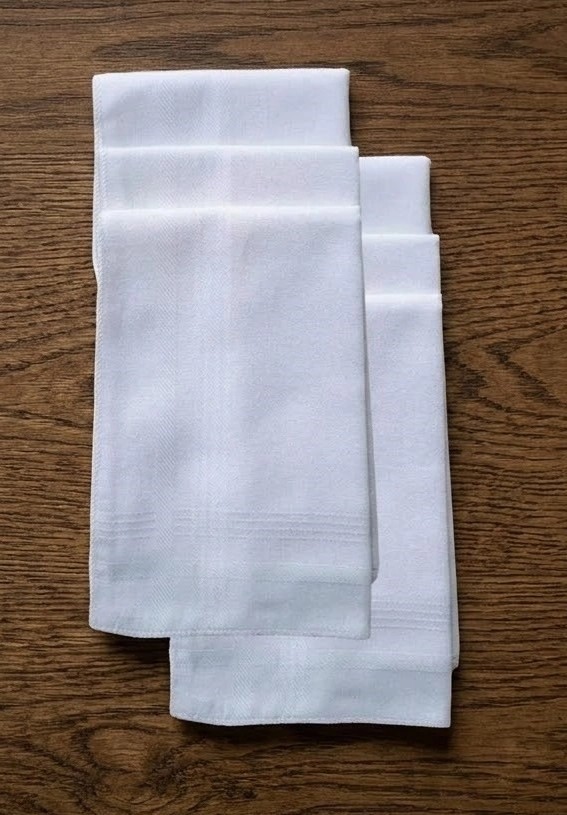 Biçomi 6 Lı El Cep Yaka Kumaş Mendil 36X36 cm 100 Pamuklu Tm Beyaz