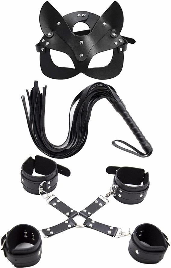 Aesco Maske Kırbaç Bileklik 5 Li Harness Deri Set