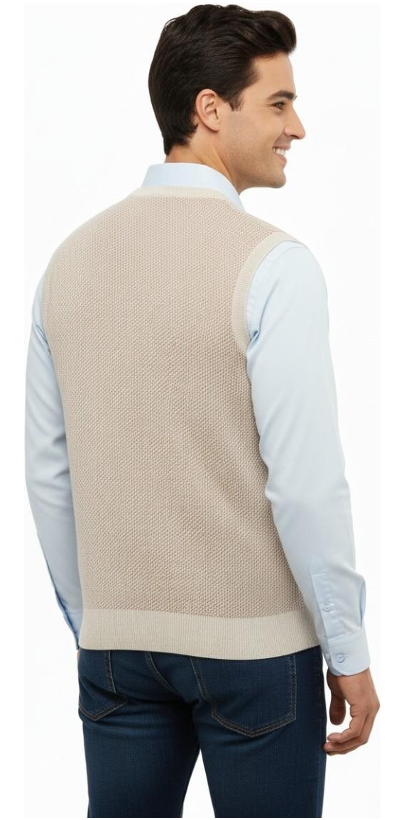 Erkek V Yaka Süveter Çelik Örgü Regular Kalıp 5206H BGL-ST04841 görsel 3