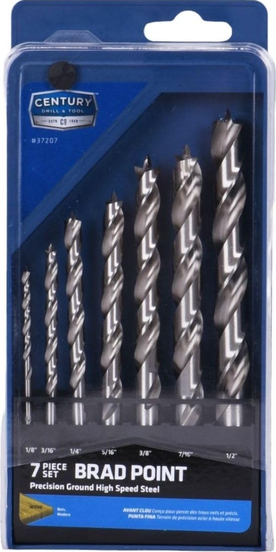 Aesco Century Drill & Tool Fraksiyonel Hss Brad Point Ahşap Uçlar, 7 Parça Set