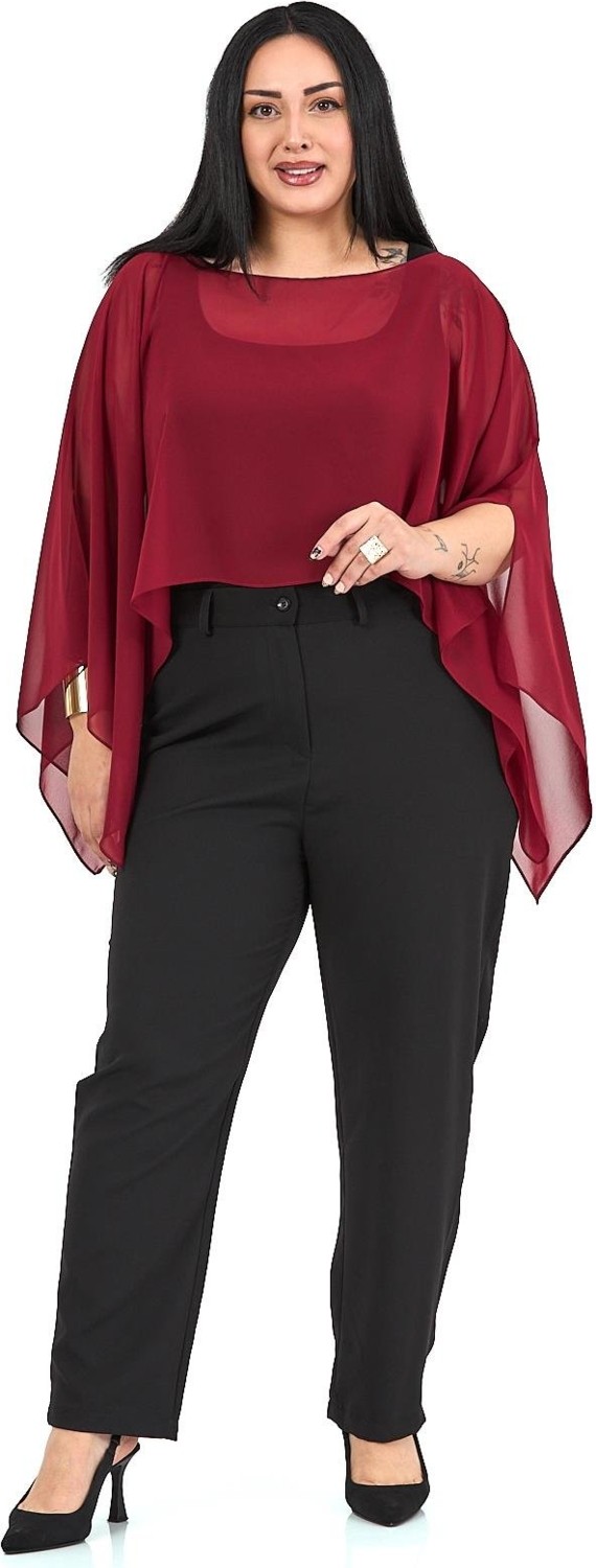 Disentis Modest Büyük Beden Kadın Asimetrik Kesim Bej Şifon Pelerin Bolero