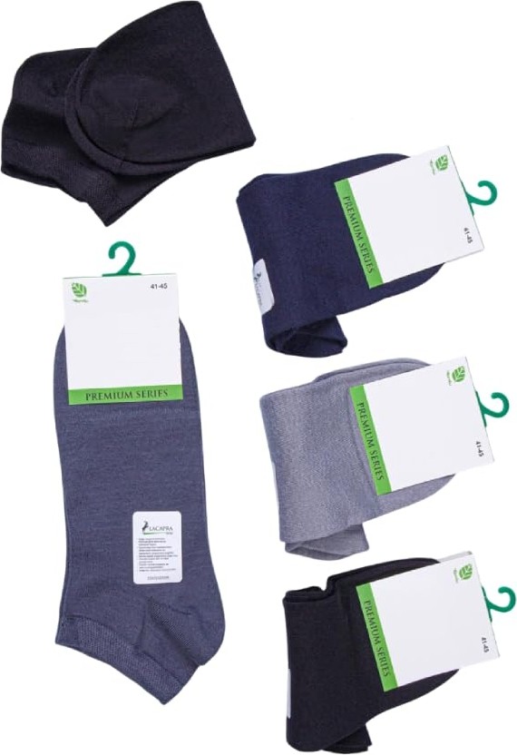 Die Grup Ca Lia 6 Çift Bambu Premium Bay Patik Çorap - Bilek Boy Kısa Spor Koşu ve Yürüyüş Çorabı (Coal, 41-45) görsel 3