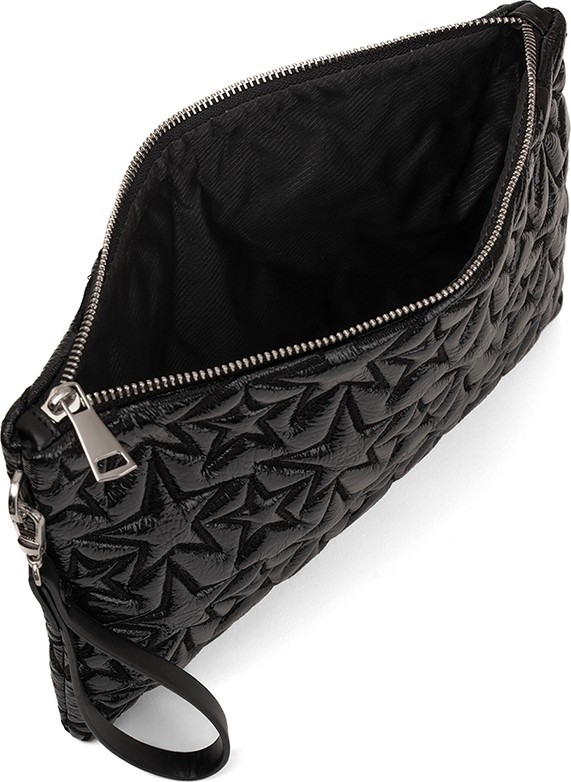 Ecrou Yıldız Desenli Siyah Parlak Portföy & Clutch Çanta Çıkarılabilir Bileklik Askılı 30 x 19 cm görsel 4