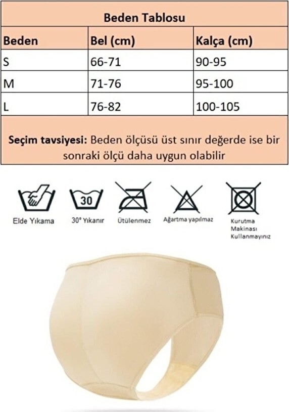 Pera Fitol Kadın Ten Popoyu Büyük Gösteren Silikonlu Külot görsel 3