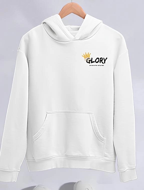 Tarz Yeri Kadın Oversize Kapüşonlu Kanguru Cepli Baskılı 3 Iplik Pamuklu Sweatshirt Hoodie - Beyaz