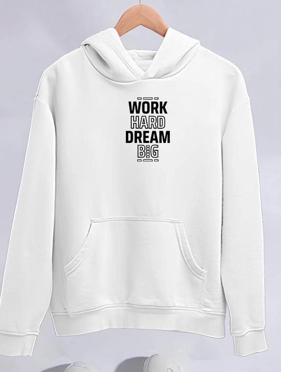Tarz Yeri Kadın Oversize Kapüşonlu Cepli Baskılı 3 Iplik Pamuklu Hoodie Sweatshirt - Beyaz