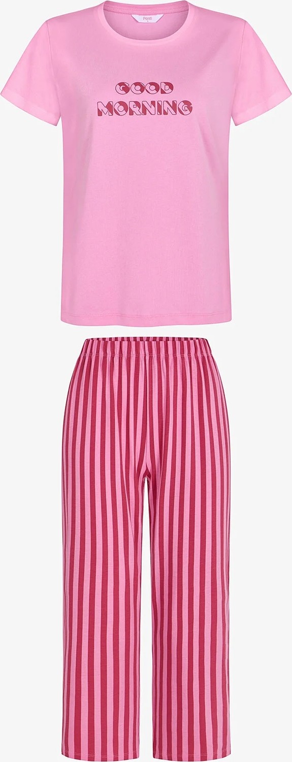 Penti Pembe Ent Morning Kapri Çizgili Kısa Kollu Pijama Takımı