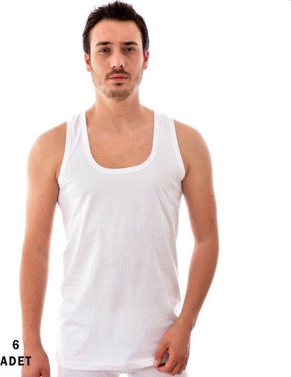 Tutku Erkek Penye Atlet %100 Pamuk 6'lı Paket-Beyaz