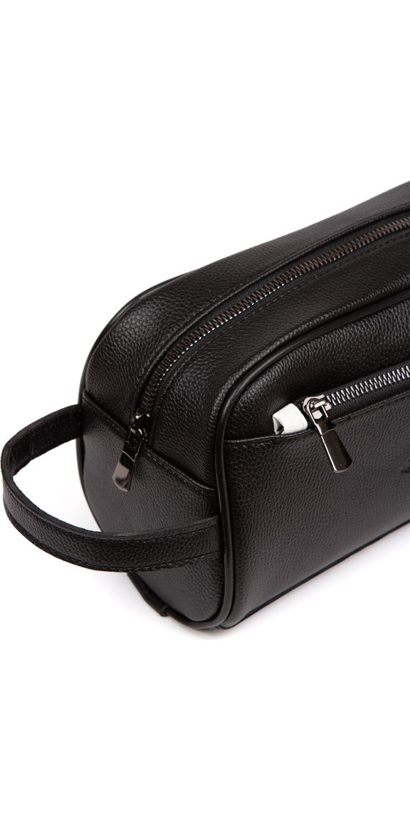 Newish Erkek Deri Portföy Clutch Traş Kozmetik Bakım ve Günlük El Çantası (14X24CM) NEW171 - Siyah - Lacivert görsel 3
