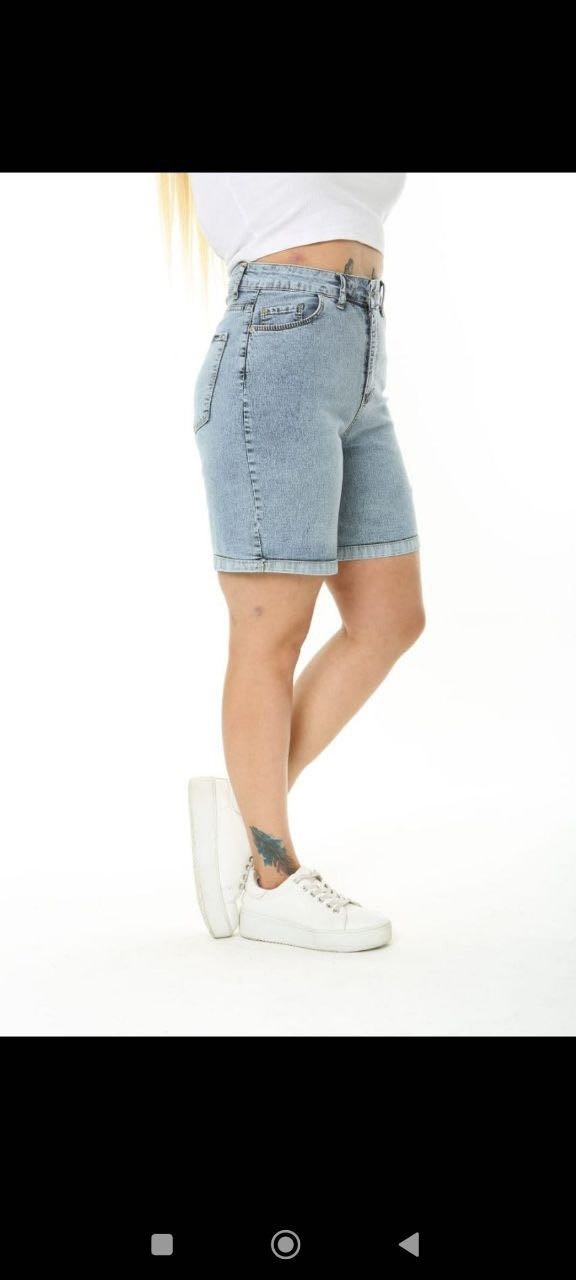 Aida Fashion Denim Şort Likralı Buyuk Beden . görsel 5