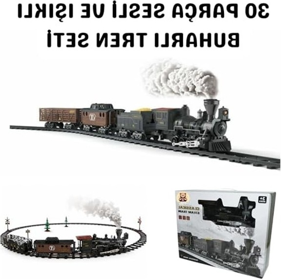 Aesco Işıklı Buharlı Tren Seti, 30 Parça, Gerçek Buhar Efekti görsel 2