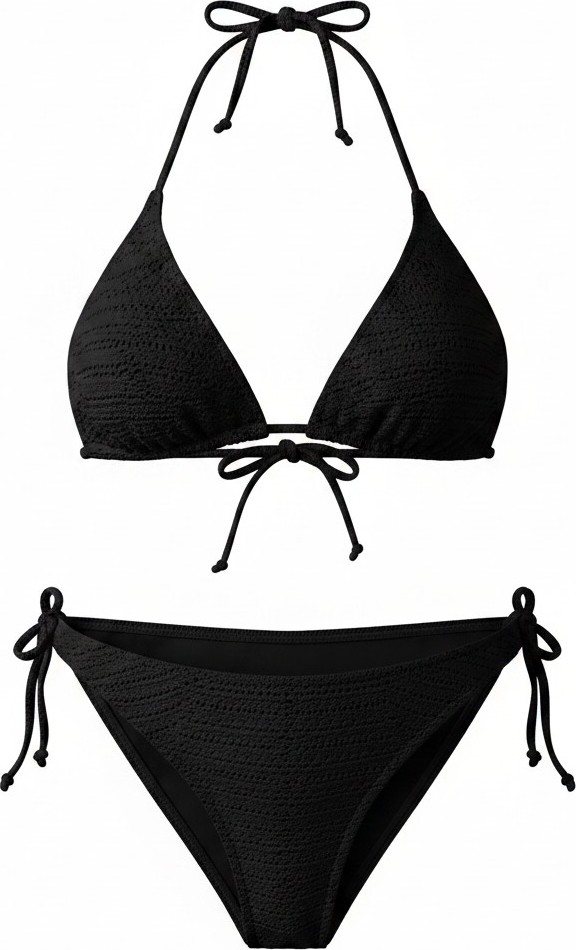 Aquella Ajurlu Siyah Üçgen Bikini Takım