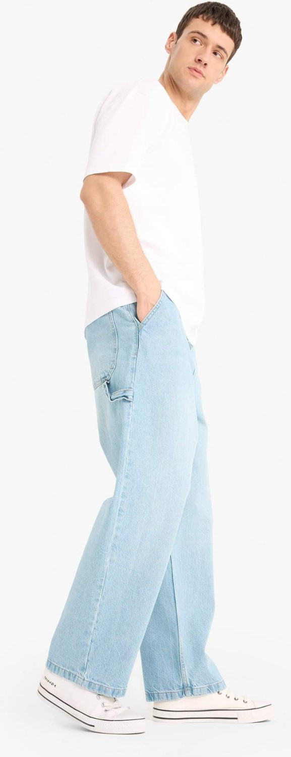 DeFacto %100 Pamuk Skater Fit Geniş Kalıp Yüksek Bel Geniş Paça Jean Pantolon F3925AX25SM görsel 3