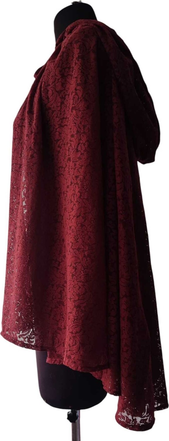 Moda Nur Pelerin, Kapşonlu Pelerin, Siyah Renk , Desenli Tül Gelin Pelerin. 85 cm görsel 4