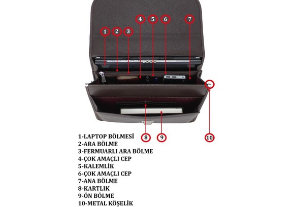 Case Club 2011 Laptop Evrak El Çantası 15.6 Inç Busines Serisi 5 Bölmeli Su Geçirmez Notebook Çantası görsel 5
