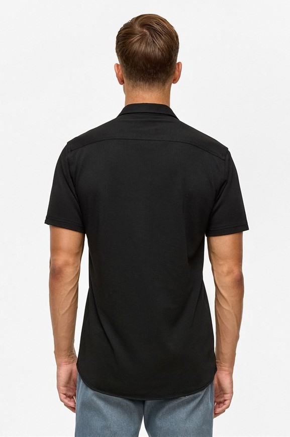Süvari Siyah Slim Casual Gömlek görsel 7