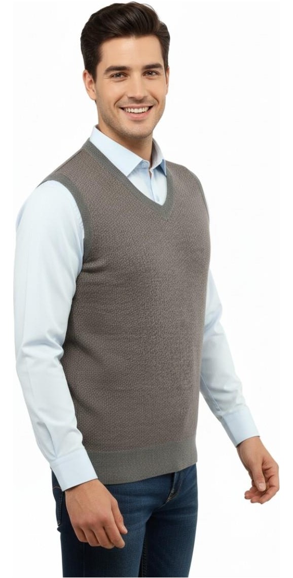 Erkek V Yaka Süveter Çelik Örgü Regular Kalıp 5206H BGL-ST04841 görsel 6