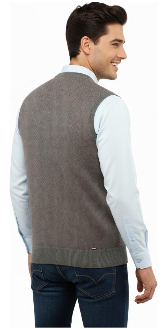 Erkek V Yaka Süveter Çelik Örgü Regular Kalıp 5206H BGL-ST04841 görsel 7