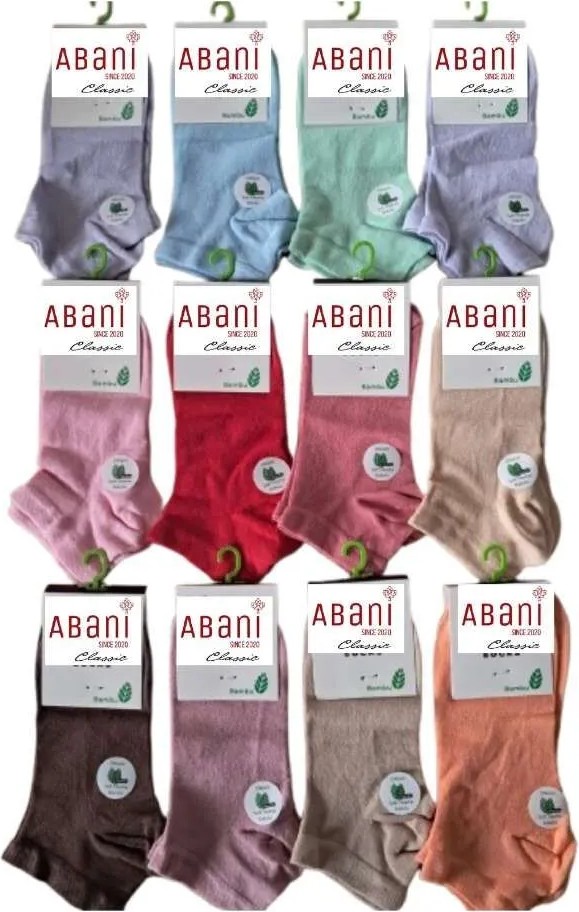 Abani Classic 12 Çift Bayan Bambu Patik Pastel Renkli Kadın Çorap