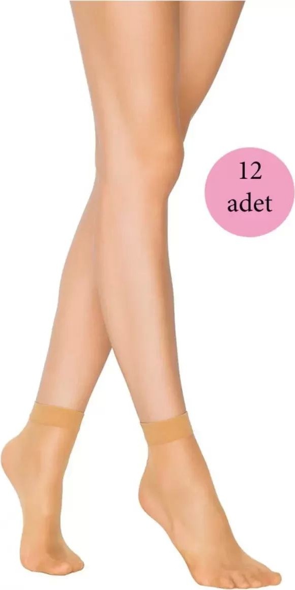 Melonika 12 Adet Fit 15 Soket Ince Parlak Kısa Çorap Ten