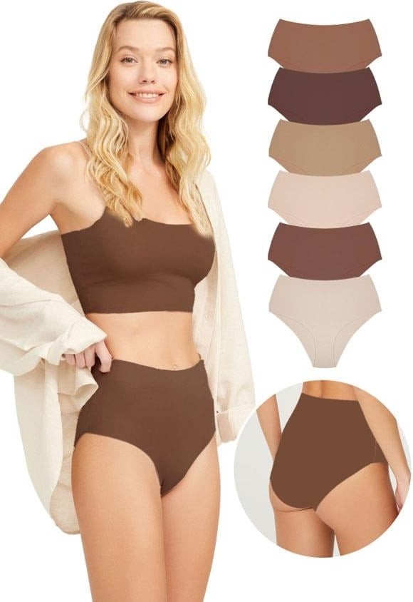 Cottonhill Yüksek Bel Basic Lazer Kesim Bikini Külot 6'lı Paket-2