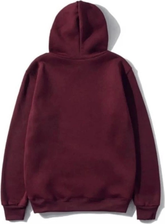 Tarz Yeri Kadın 3 Iplik Pamuklu Kapüşonlu Kanguru Cepli Düz Hoodie Sweatshirt - Bordo görsel 2