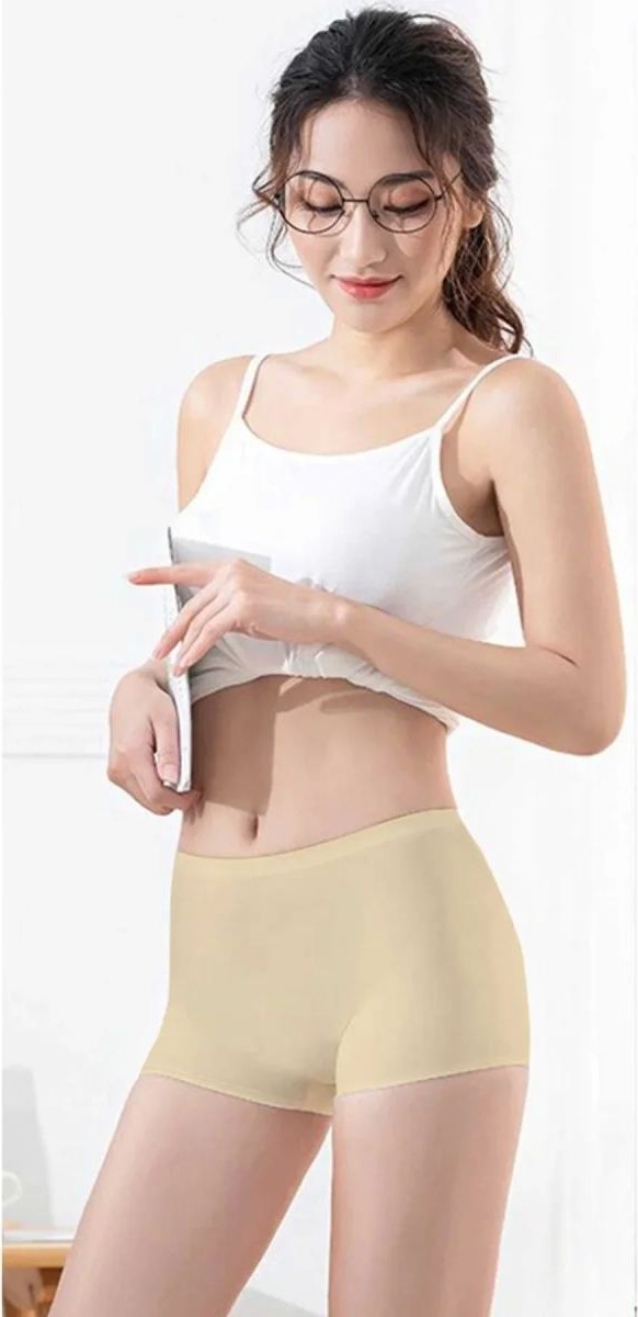 Royaleks Kadın Dikişsiz Görünmez Iz Yapmaz Mini Şort Boxer Ten