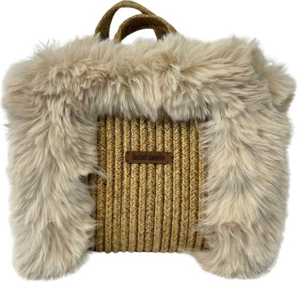 Uretti - Ayşe 4723 4953 El Yapımı Peluş Kürklü Model Tress Ip El Çantası / 22 cm x 23 cm görsel 2