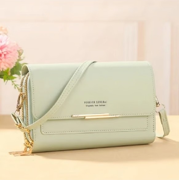 Forever Lengrui Çok Fonksiyonlu Mini-Büyük Crossbody Omuzdan Askili Çanta (Açık Yeşil)
