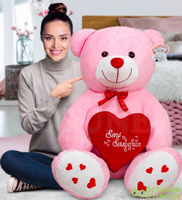 Özgüner Oyuncak 140 cm Dev Bobo Seni Seviyorum Kalpli Sevgiliye Özel görsel 4