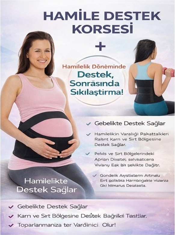 Ankaflex Hamile Korsesi Bel Destekli Korse Doğum Öncesi Destek Korsesi Ayarlanabilir Beden Doğum Gebelik Korsesi görsel 5
