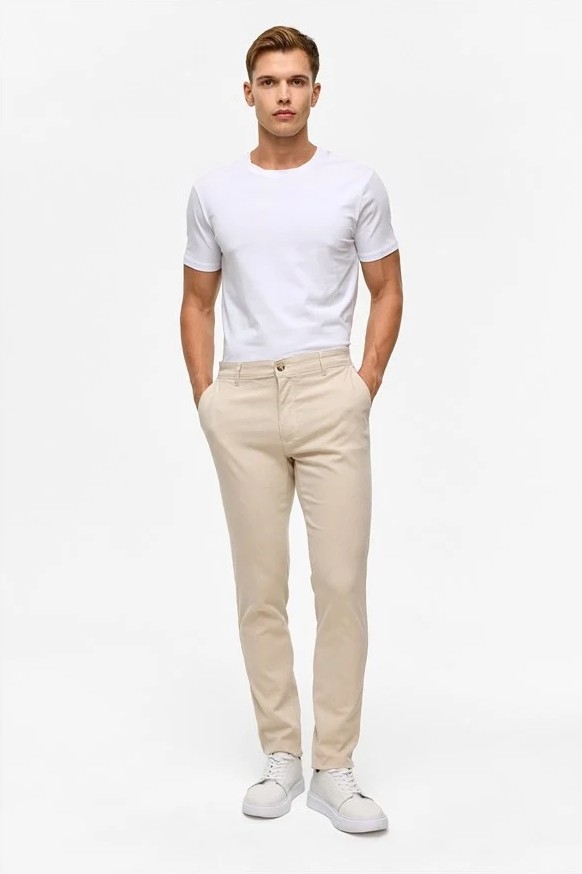 Süvari Bej Slim Casual Pantolon