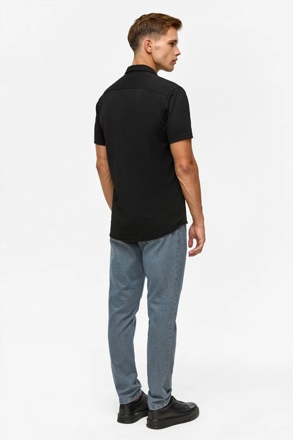 Süvari Siyah Slim Casual Gömlek görsel 8