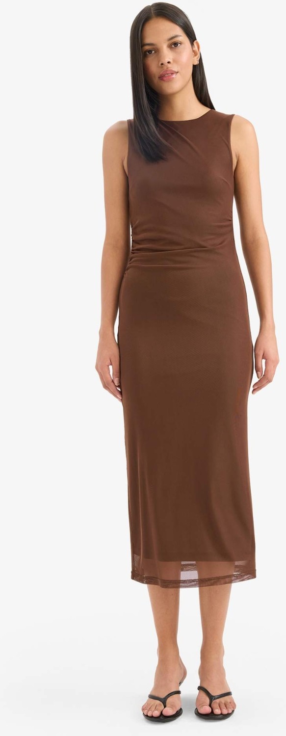 DeFacto Bodycon Vücudu Saran Yuvarlak Yaka Tül Kolsuz Midi Elbise D8036AX25AU