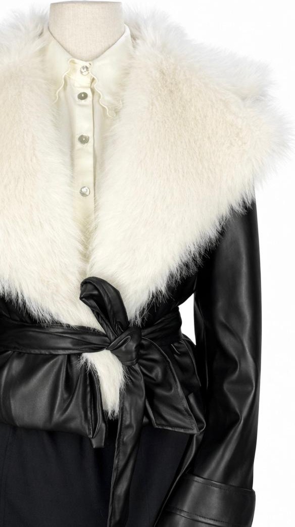 JOOQSTORE Kürk Detaylı Kısa Deri Mont görsel 4