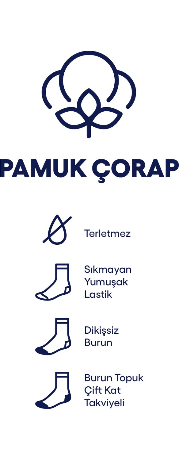 Kiğılı 3'lü Pamuklu Likralı Esnek Dikişsiz Çorap Seti görsel 7