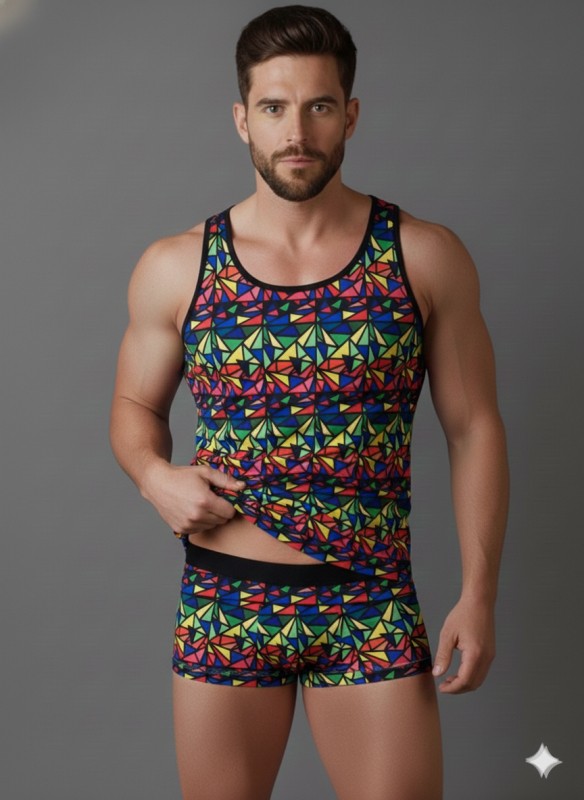 Don Moris Erkek Renkli Desenli Atlet Boxer Takımı