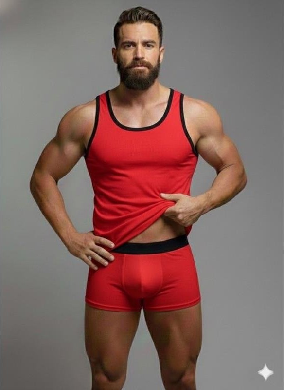 Marsilyan Erkek Kırmızı Tank Top Boxer Takımı